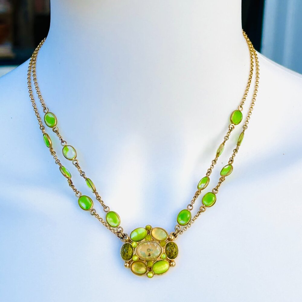 Vintage Liz Claiborne Double Strand and pendant